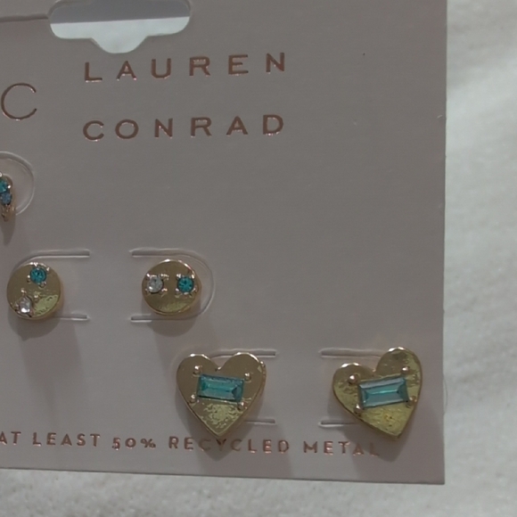LC Lauren Conrad Gold and Blue Earring Set - Picture 5 of 6